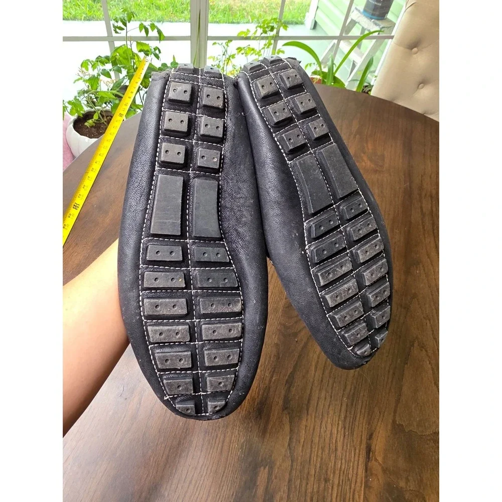 Starsax Gary 1 Men Black Leather with Rubber‎ Sole Loafers Shoes Size US 10.5